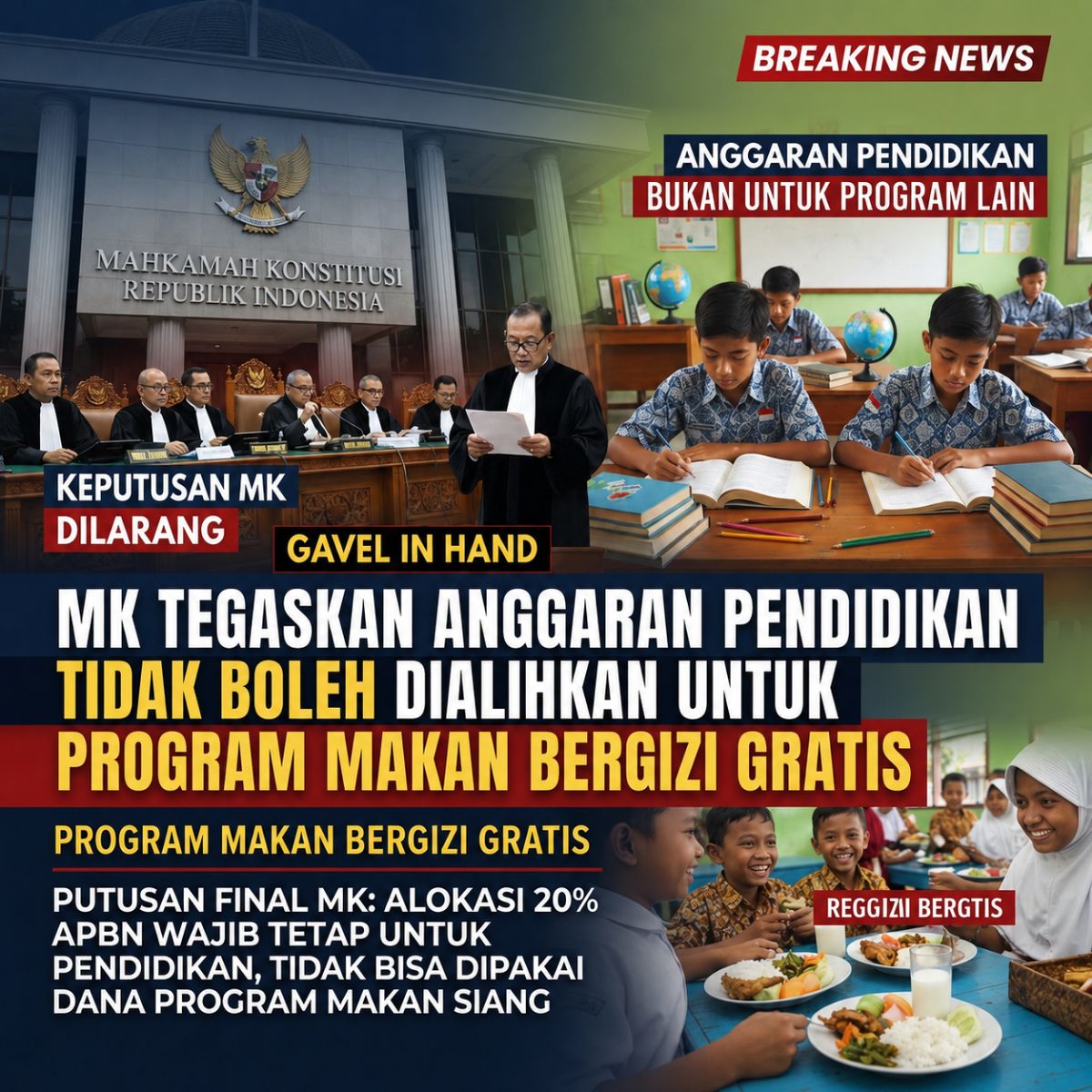 MK Tegaskan Anggaran Pendidikan Tidak Boleh Dialihkan untuk Program Makan Bergizi Gratis