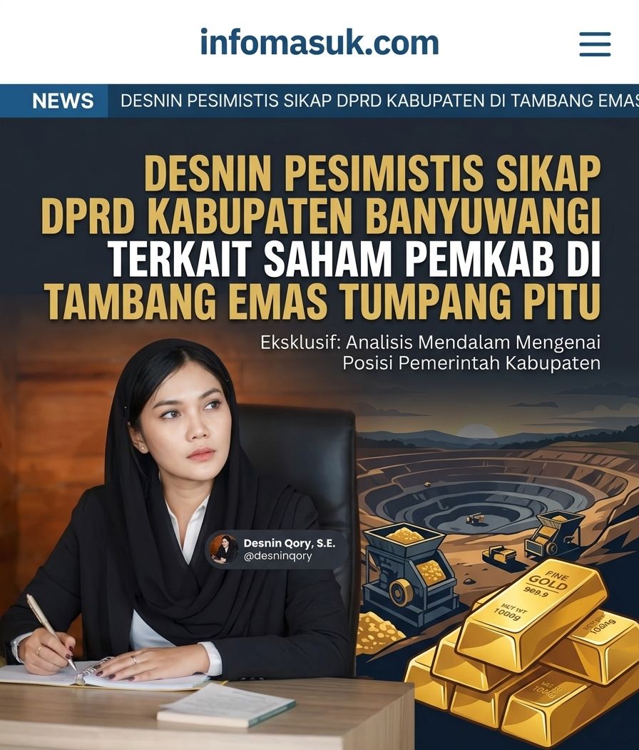DESNIN PESIMISTIS SIKAP DPRD KABUPATEN BANYUWANGI TERKAIT SAHAM PEMKAB DI TAMBANG EMAS TUMPANG PITU