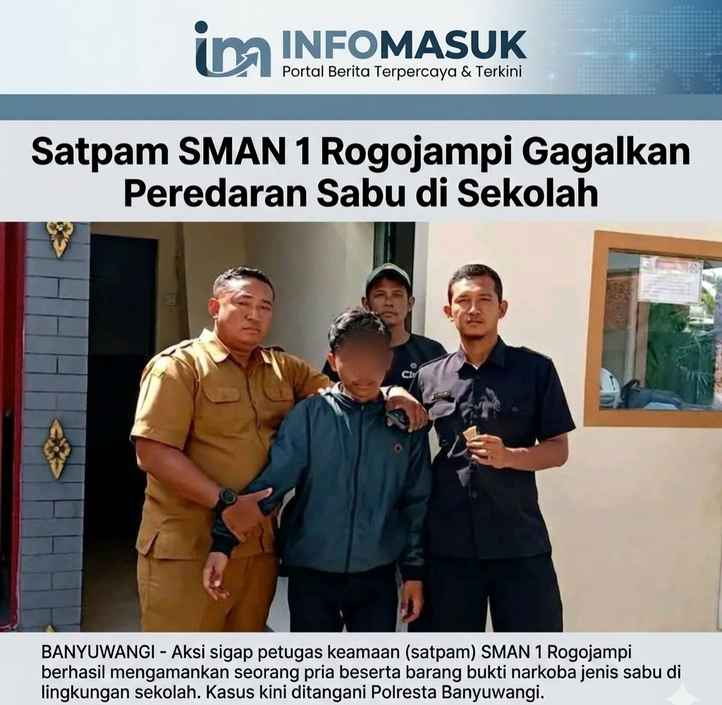 SATPAM SMA NEGERI ROGOJAMPI TANGKAP TERDUGA PENGEDAR NARKOBA