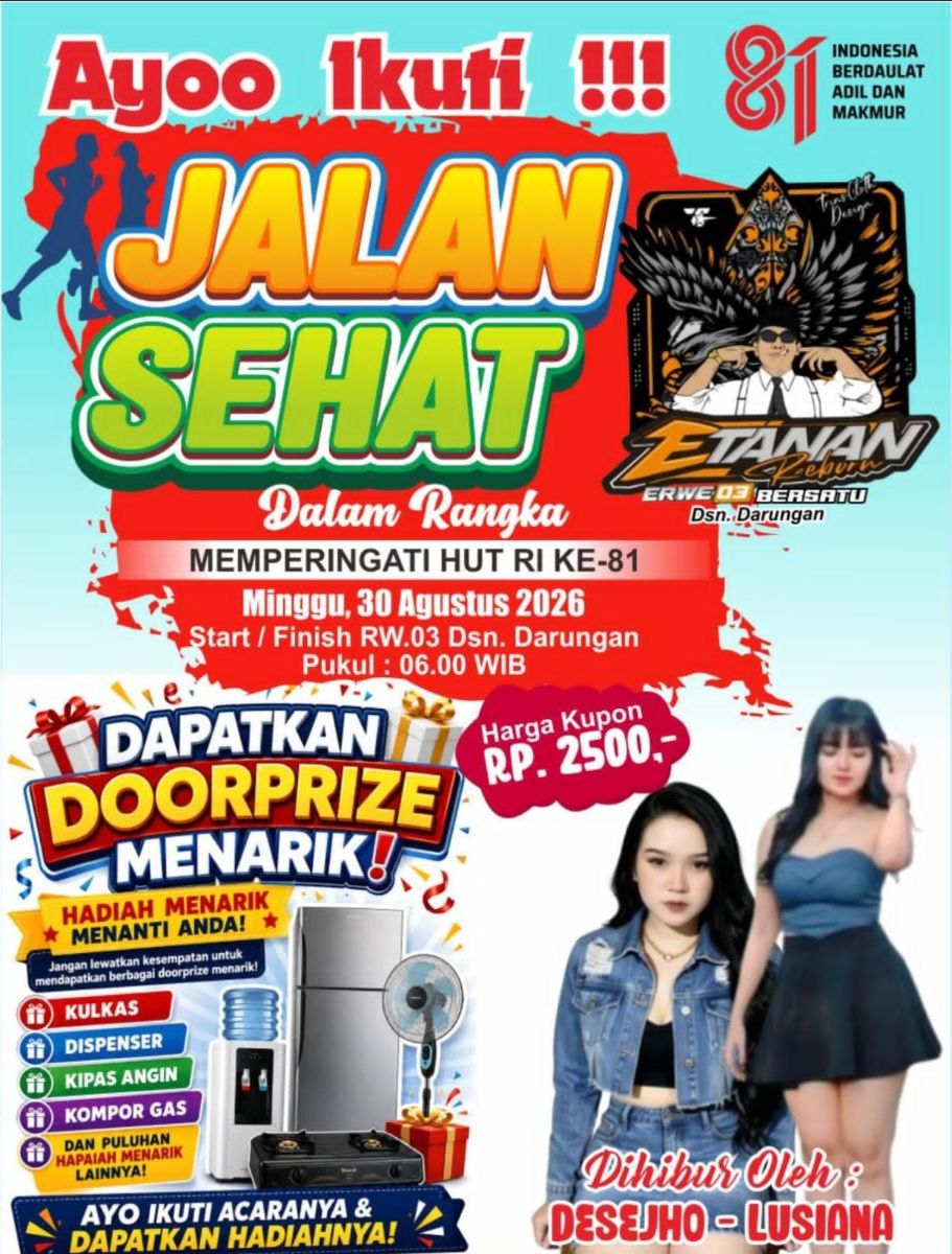 HUT RI KE 81 TAHUN WARGA RW 03 DARUNGAN, GELAR JALAN SEHAT